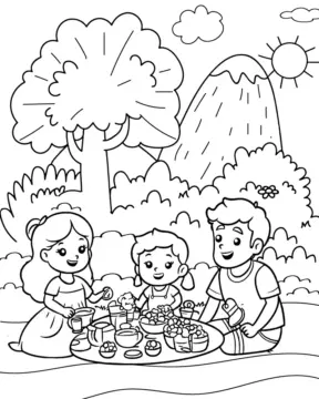 Dibujo de Imgi 18 Mom And Daughter Picnicpng para Colorear