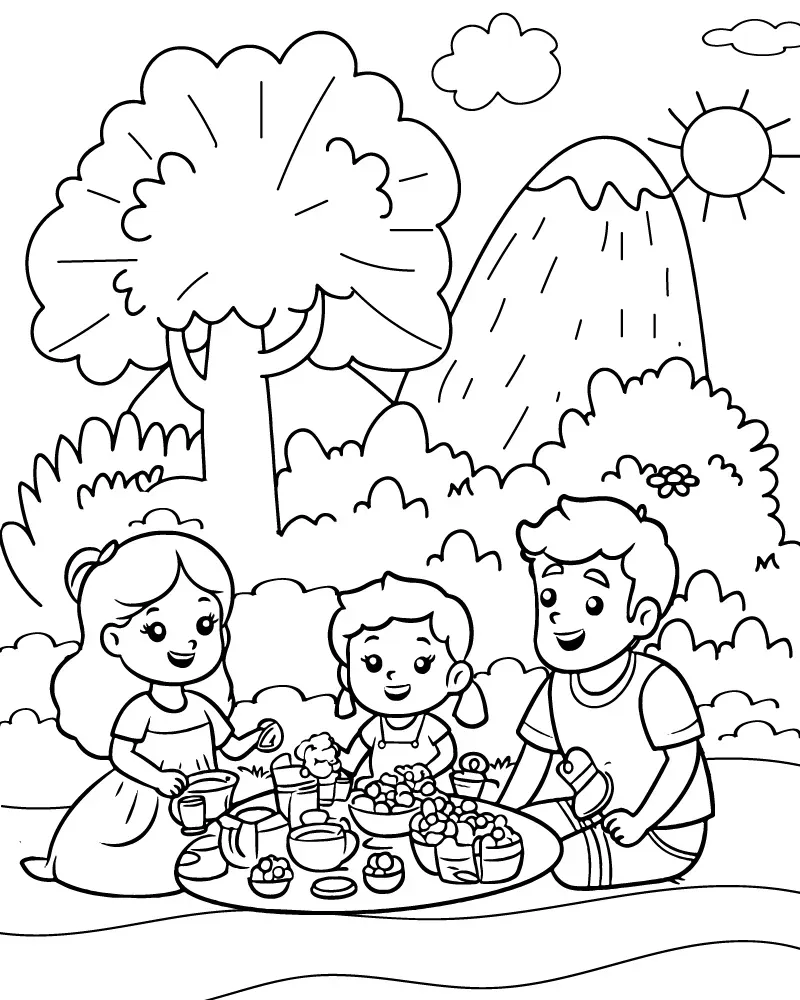 Dibujo de Imgi 18 Mom And Daughter Picnicpng para Colorear