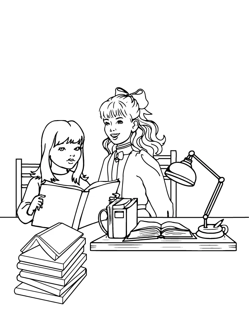 Dibujo de Imgi 20 Mom And Daughter Readingpng para Colorear