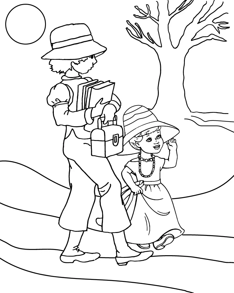 Dibujo de Imgi 6 Mom And Daugher Walkingpng para Colorear
