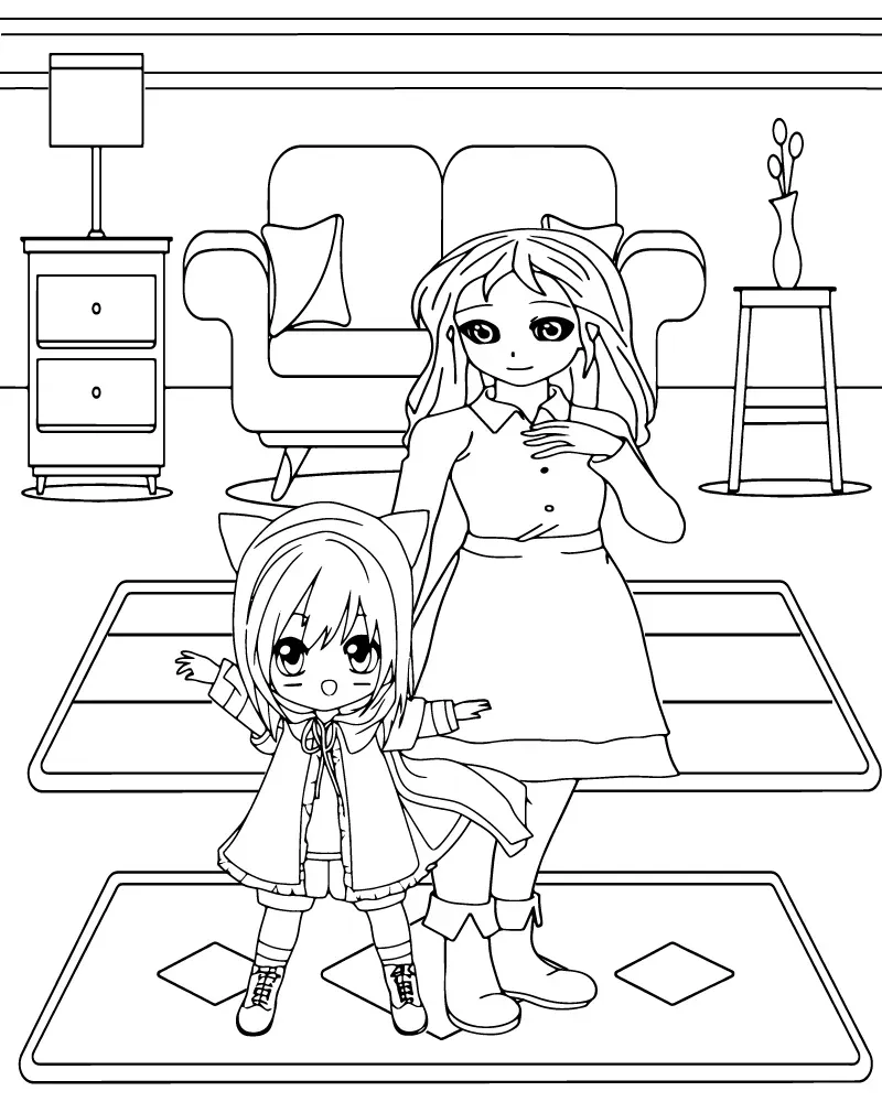 Dibujo de Imgi 7 Mom And Daughter Animepng para Colorear