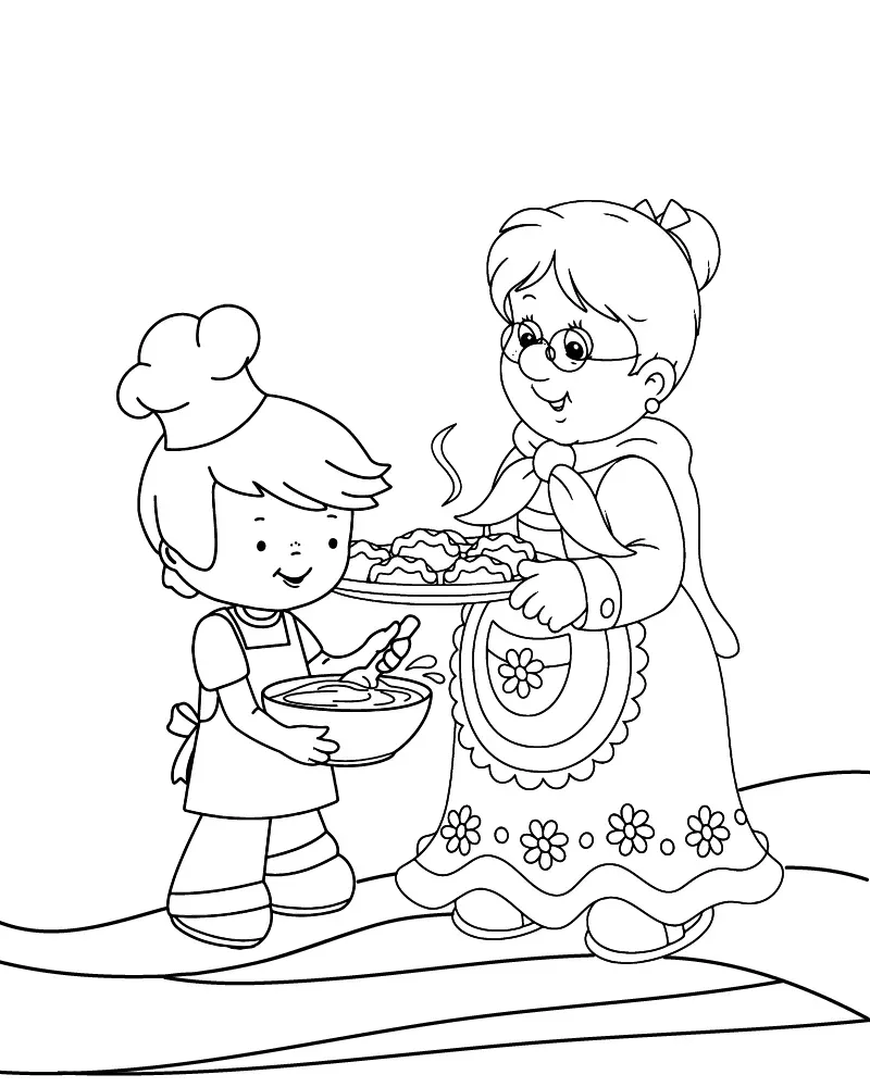 Dibujo de Imgi 8 Mom And Daughter Bakingpng para Colorear