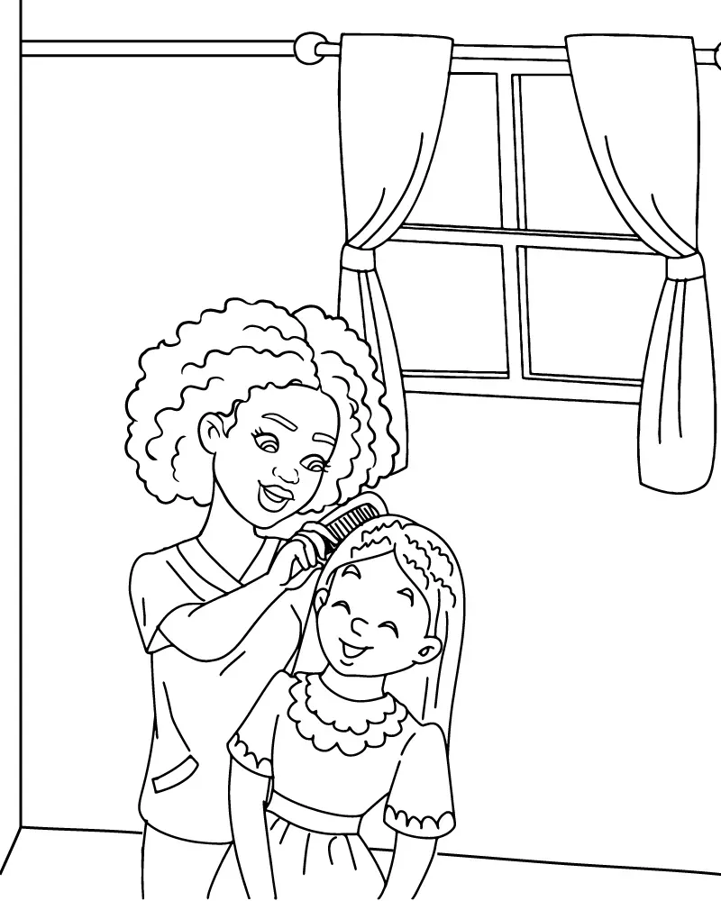 Dibujo de Imgi 8 Black Mom And Daughter Coloring Pagepng para Colorear