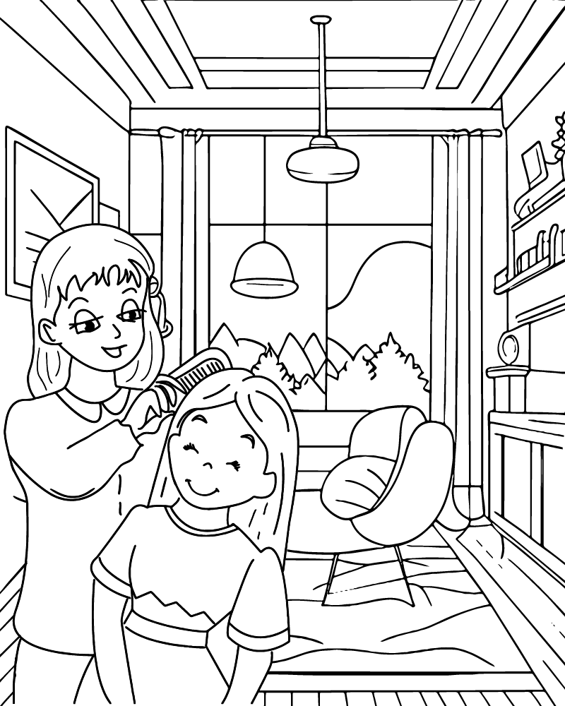 Dibujo de Daughter And Mom Coloring Page para Colorear