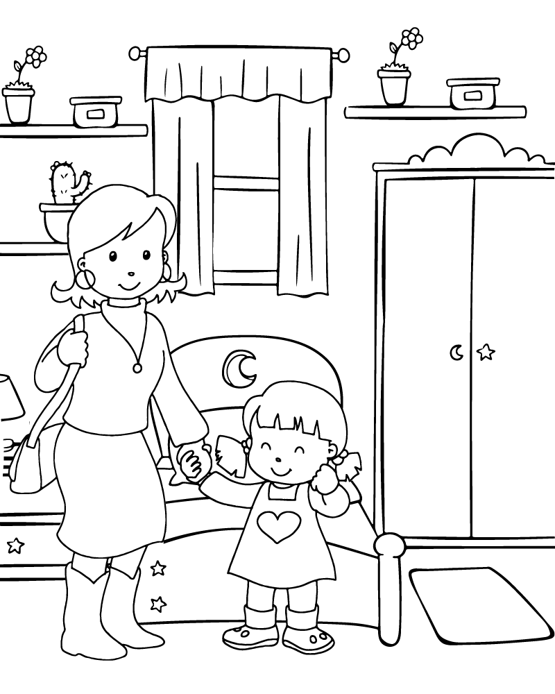 Dibujo de Kid And Mom Coloring Page para Colorear