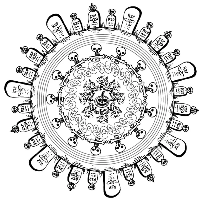 Dibujo de Halloween Mandala 10 Coloring Page para Colorear