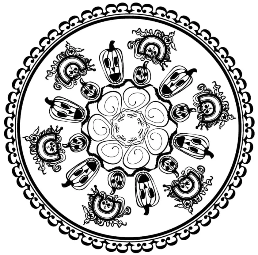 Dibujo de Halloween Mandala 12 Coloring Page para Colorear
