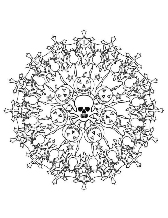 Dibujo de Halloween Mandala 17 Coloring Page para Colorear