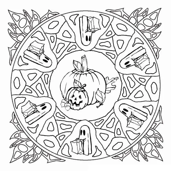 Dibujo de Halloween Mandala 19 Coloring Page para Colorear