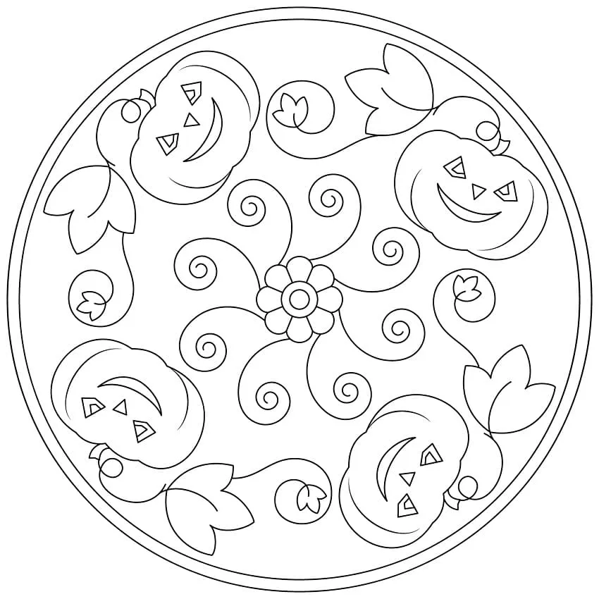 Dibujo de Halloween Mandala 2 Coloring Page para Colorear