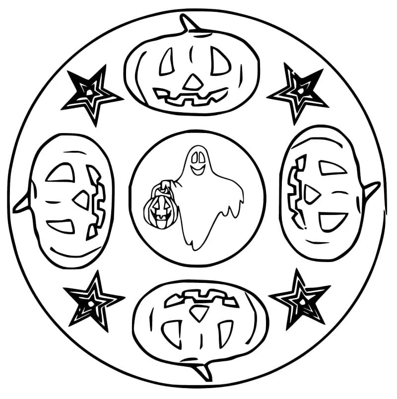 Dibujo de Halloween Mandala 3 Coloring Page para Colorear