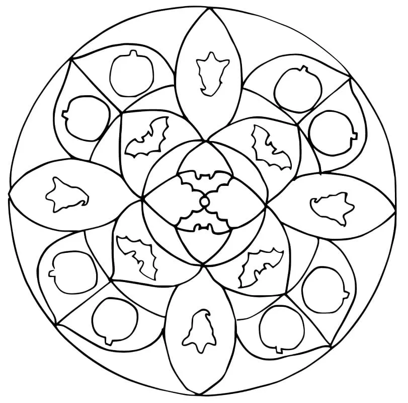 Dibujo de Halloween Mandala 4 Coloring Page para Colorear