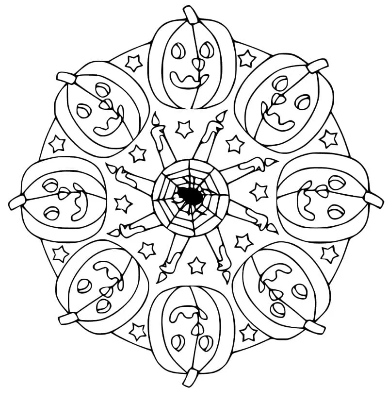 Dibujo de Halloween Mandala 6 Coloring Page para Colorear