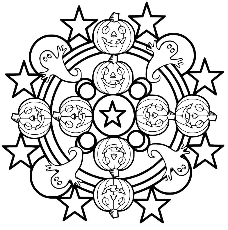Dibujo de Halloween Mandala 7 Coloring Page para Colorear