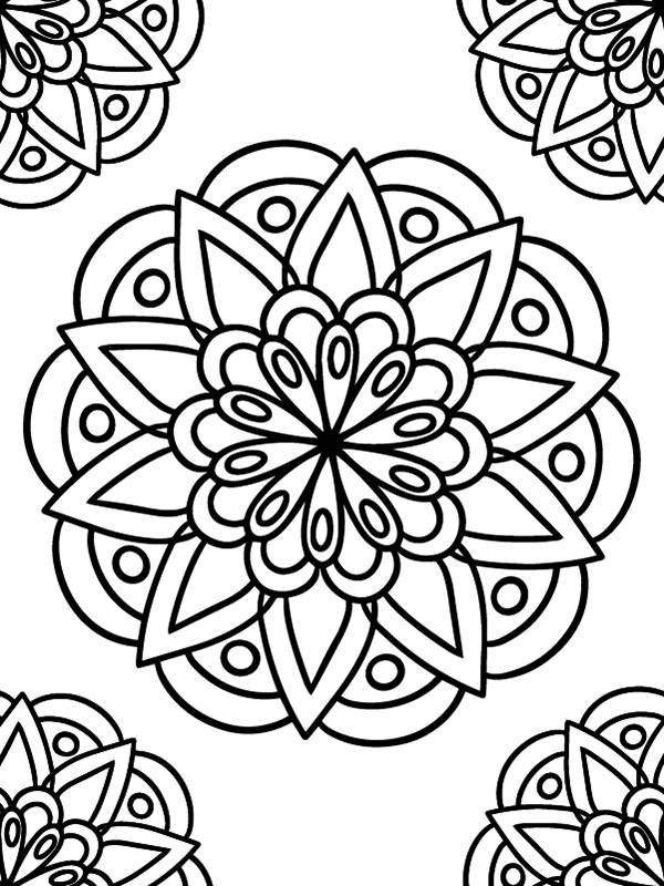 Dibujo de Black Outline Flower Mandala Coloring Pages For Kids para Colorear