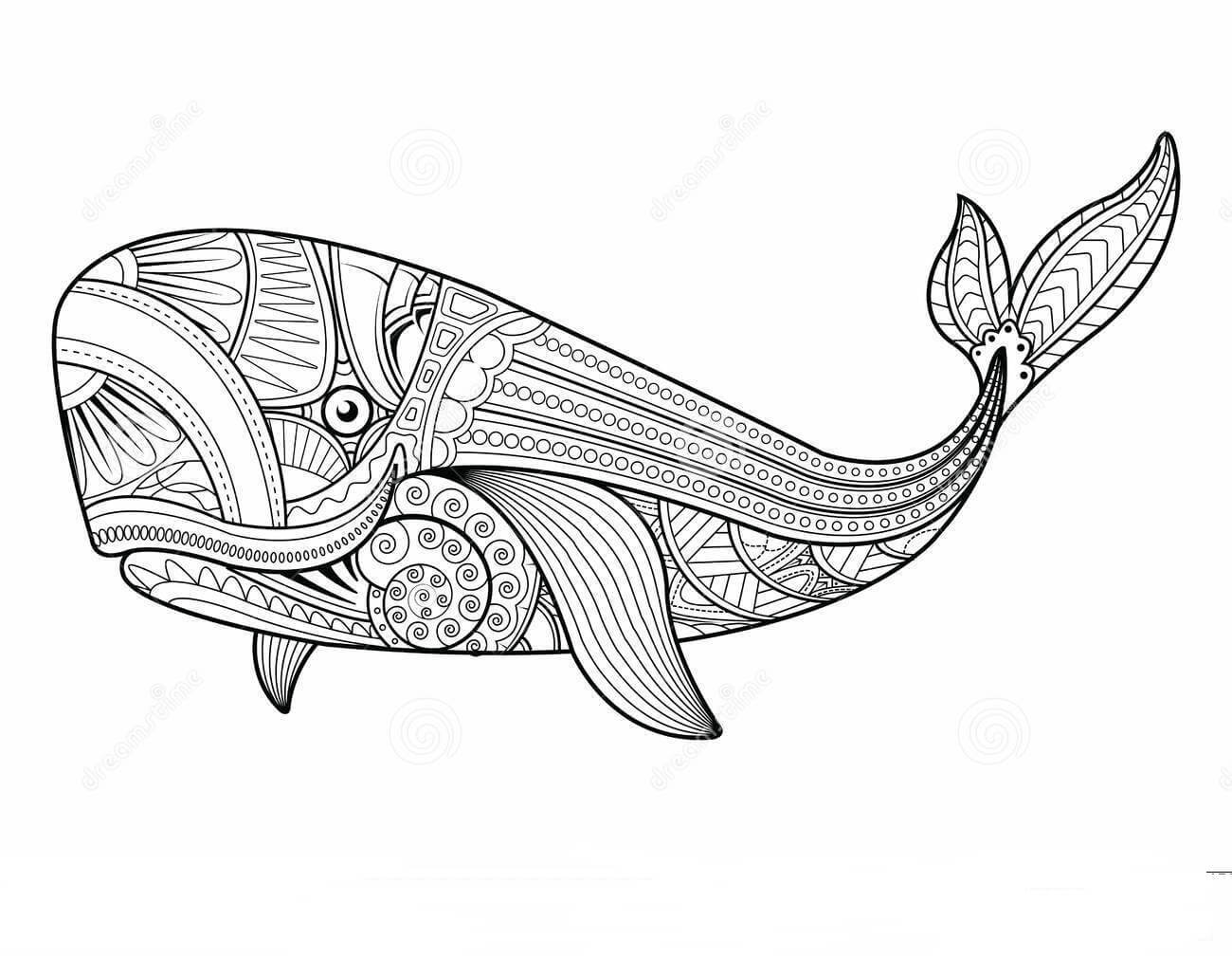 Dibujo de Mandala Hermosa Ballena para Colorear