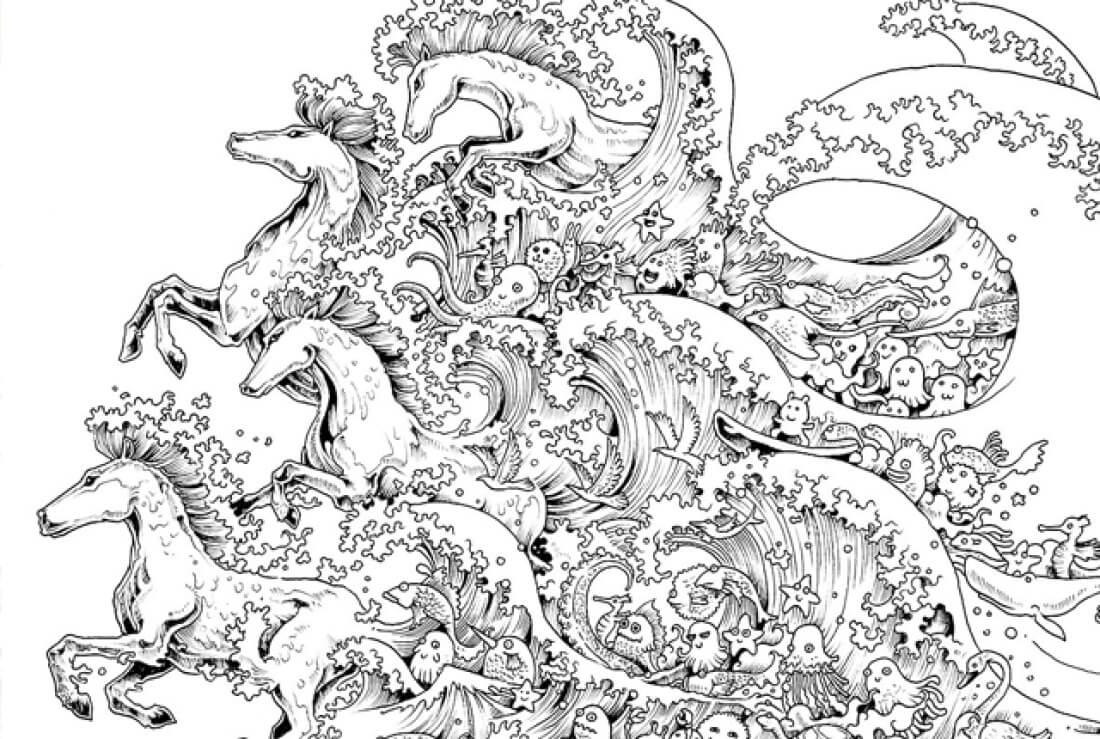 Dibujo de Mandalas Caballos Corriendo para Colorear