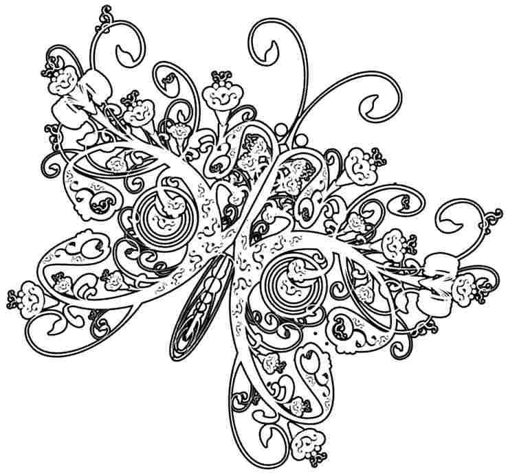 Dibujo de Mandalas Flor Mariposa para Colorear
