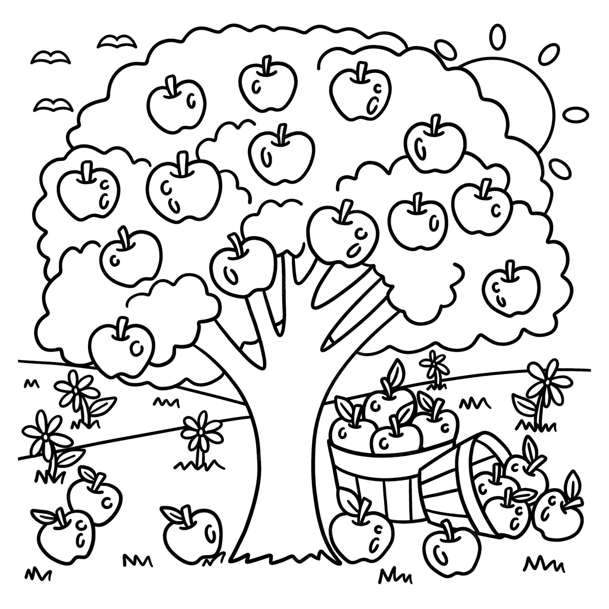Dibujo de Árbol de Manzana para Colorear