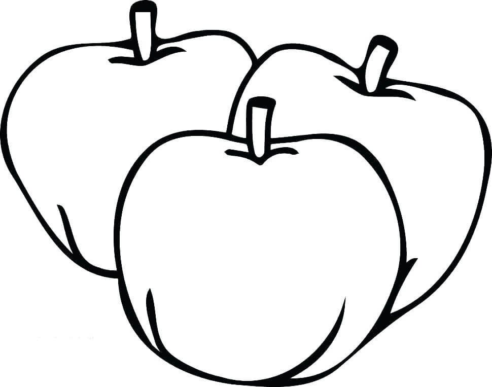 Dibujo de Tres Manzanas para Colorear