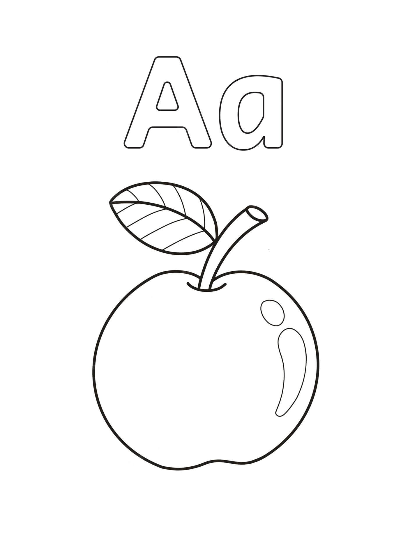 Dibujo de Letra a y Manzana para Colorear