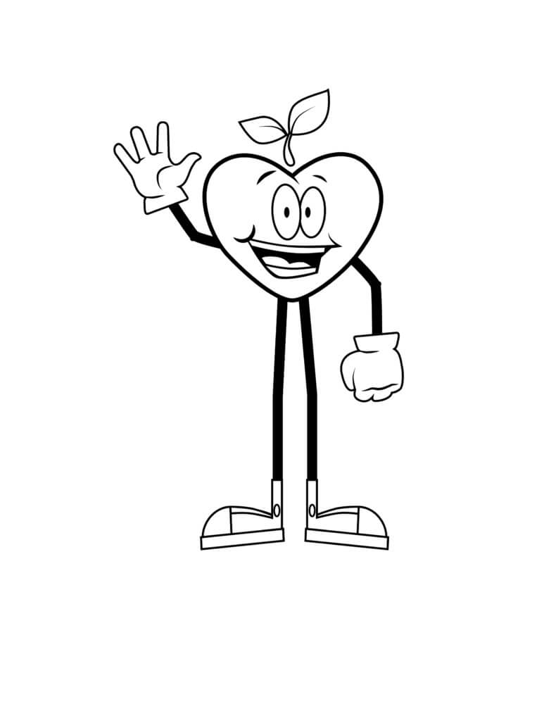 Dibujo de Manzana Feliz para Colorear