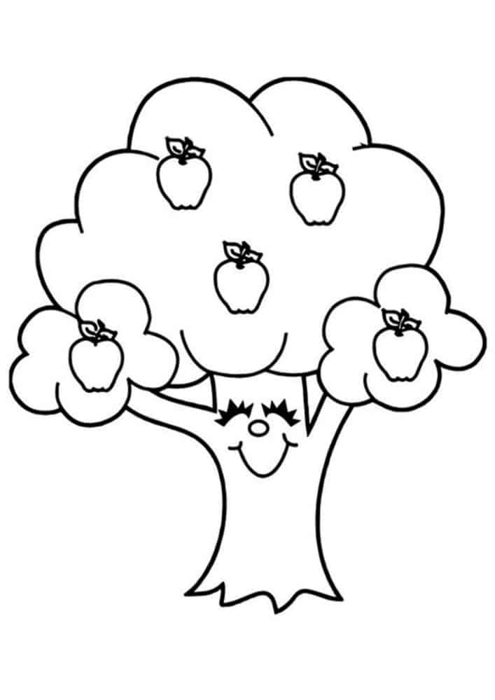 Dibujo de Manzano Sonriente para Colorear