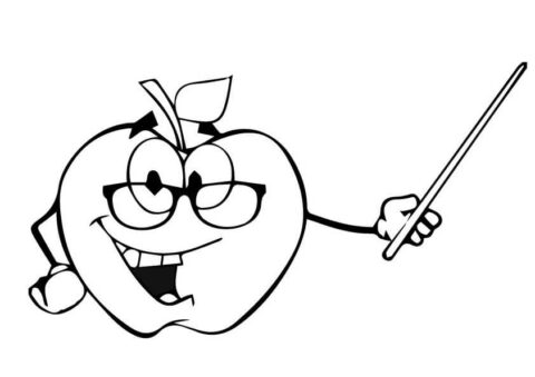 Dibujo de Profesor de Manzana para Colorear