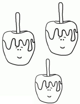 Dibujo de Tres Manzanas de Caramelo para Colorear