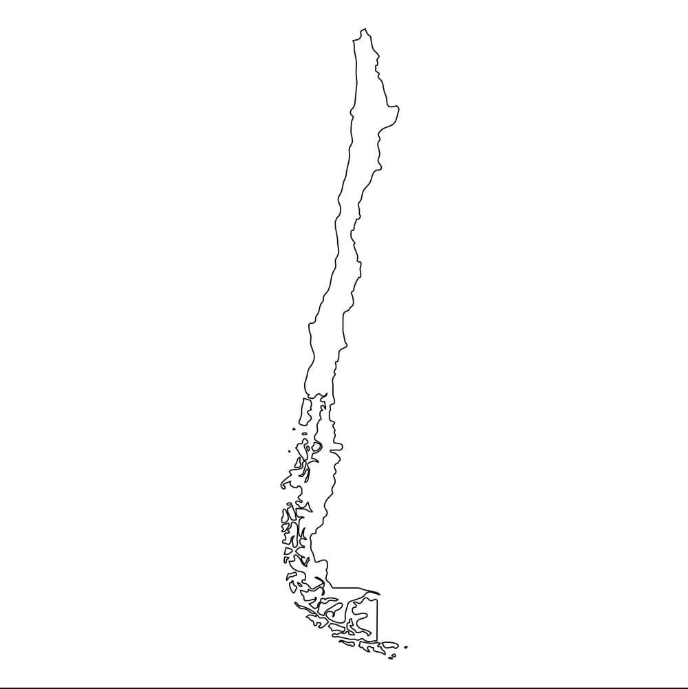 Dibujo de Mapa de Chile Esquema para Colorear
