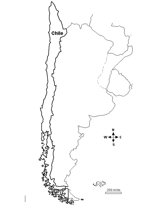 Dibujo de Mapa de Chile imagen para Colorear