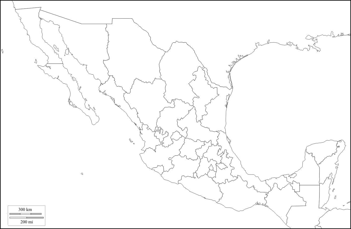 Dibujo de Mapa Imprimible de México para Colorear