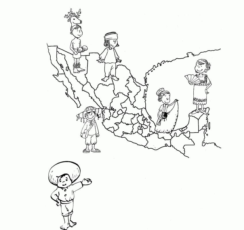 Dibujo de Mapa de México Hd Imprimible para Colorear