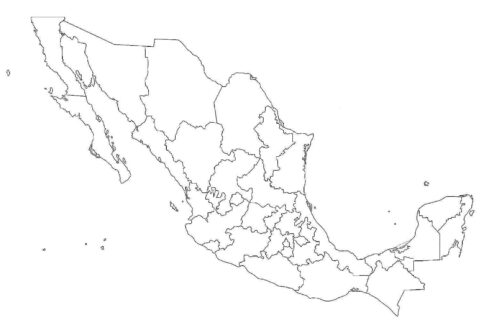 Dibujo de Mapa de México imagen Hd Gratis para Colorear