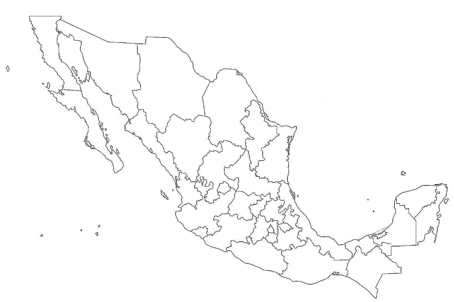 Dibujo de Mapa de México imagen Hd Gratis para Colorear