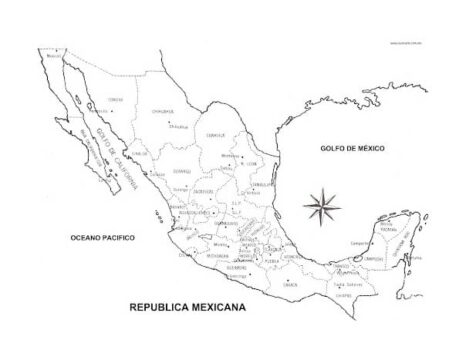 Dibujo de Mapa de México Gratis para Estudiantes para Colorear