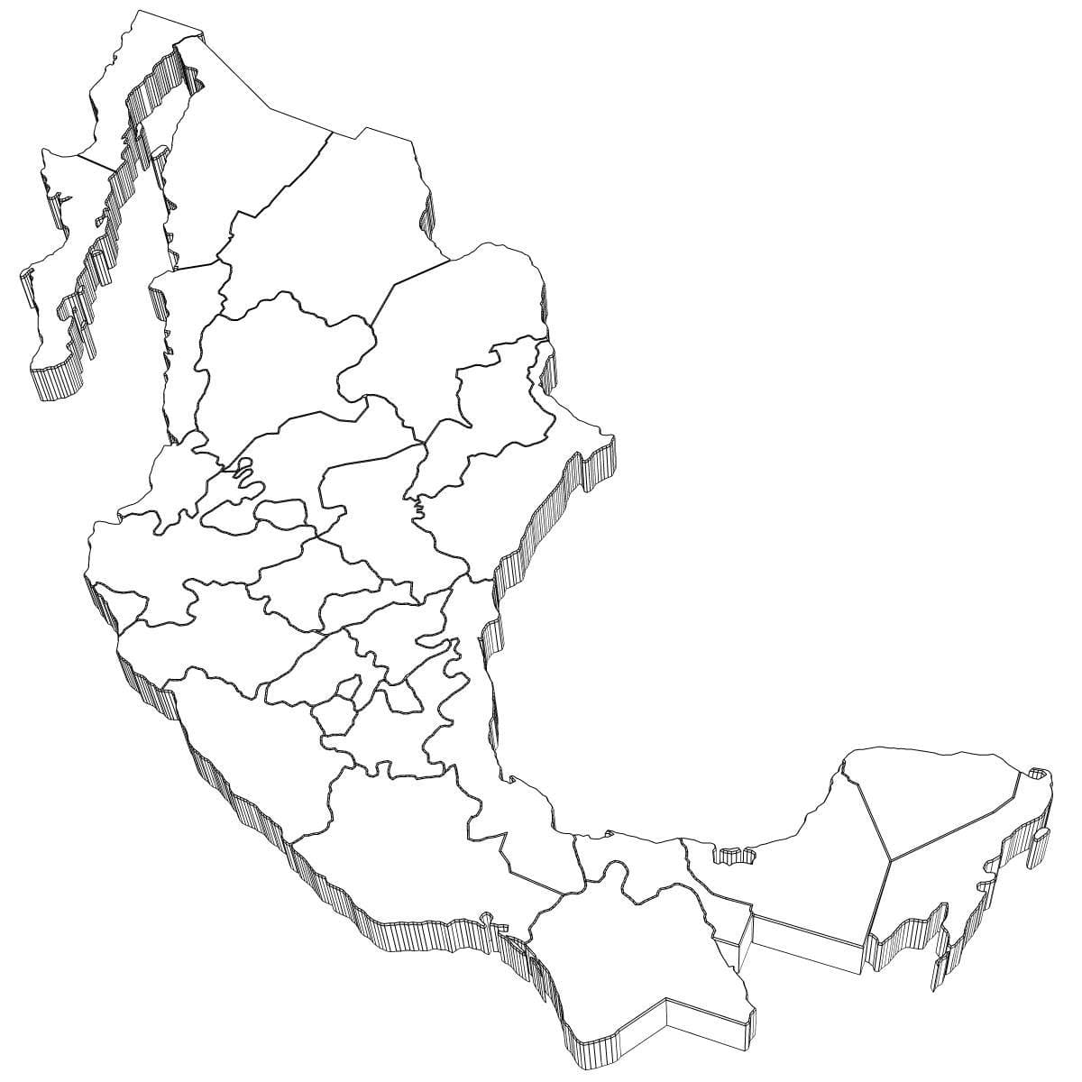 Dibujo de Mapa en Blanco de México Esquema para Colorear