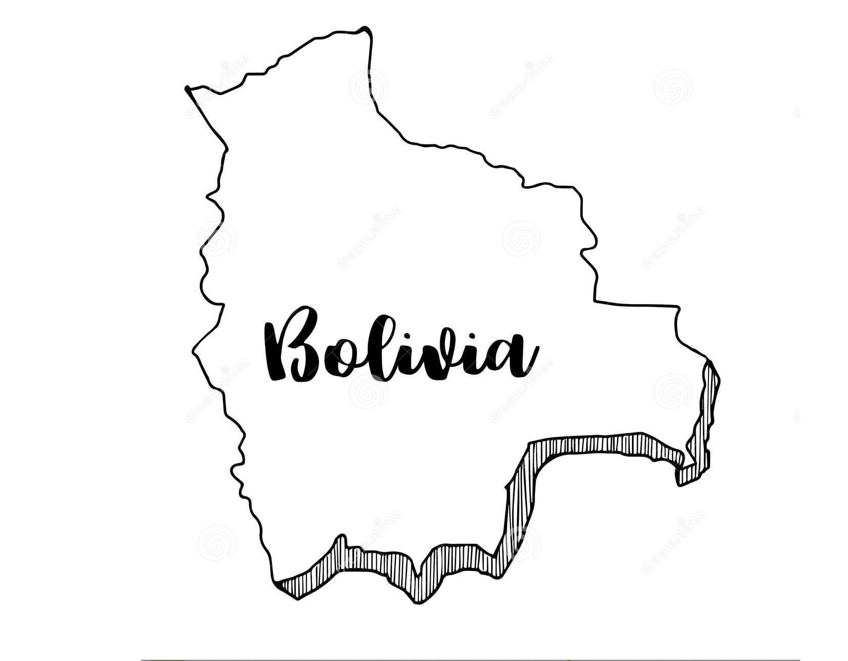 Dibujo de Mapa de Bolivia Esquema para Colorear