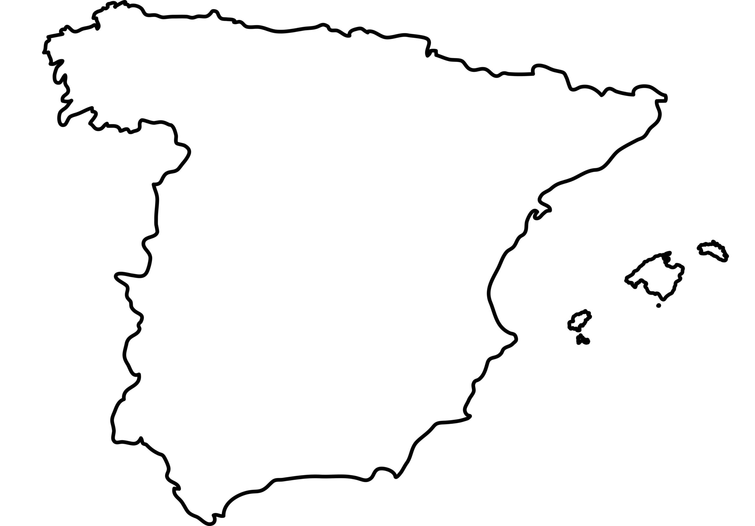Dibujo de Mapa de España en Blanco para Colorear Scaled para Colorear