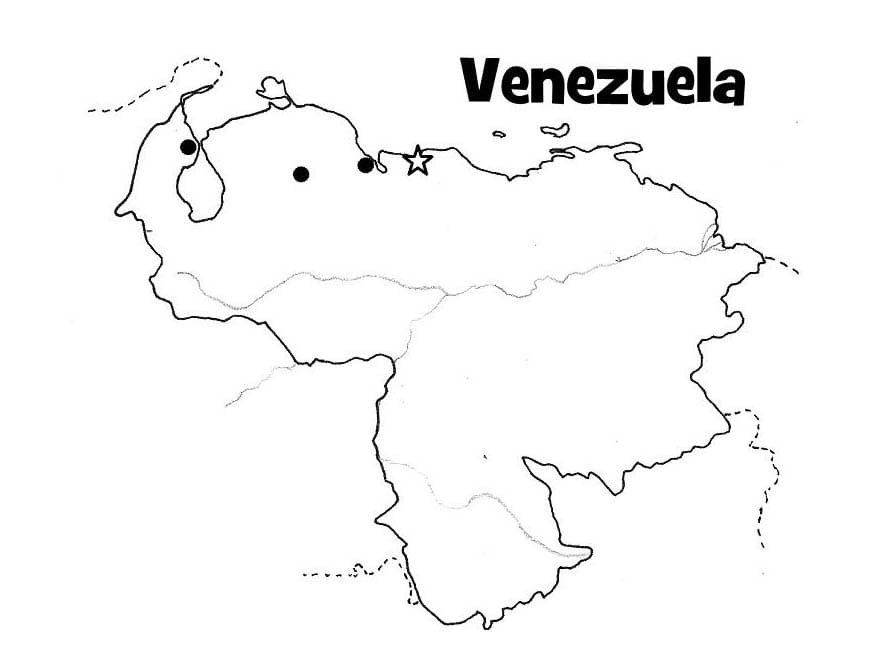 Dibujo de Mapa de Venezuela imagen para Colorear
