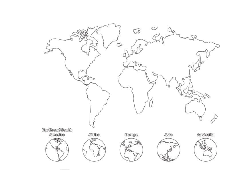 Dibujo de Contorno del Mapa del Mundo en Blanco para Colorear