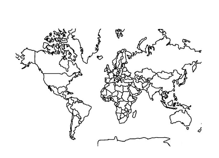 Dibujo de Esquema del Mapa del Mundo para Colorear