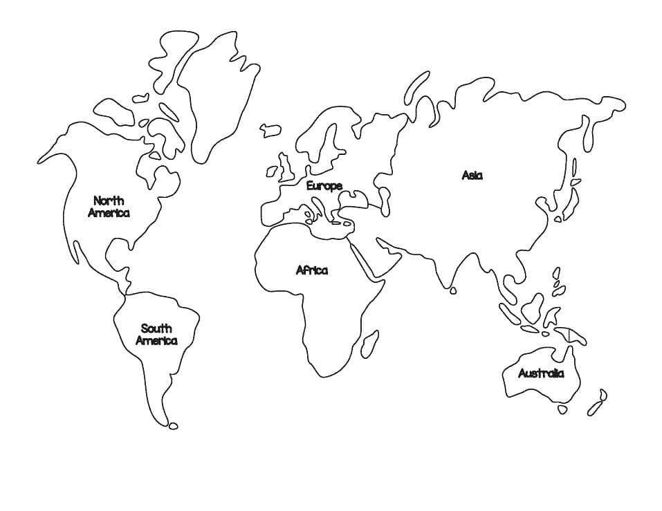 Dibujo de Países del Mapa Mundial para Colorear