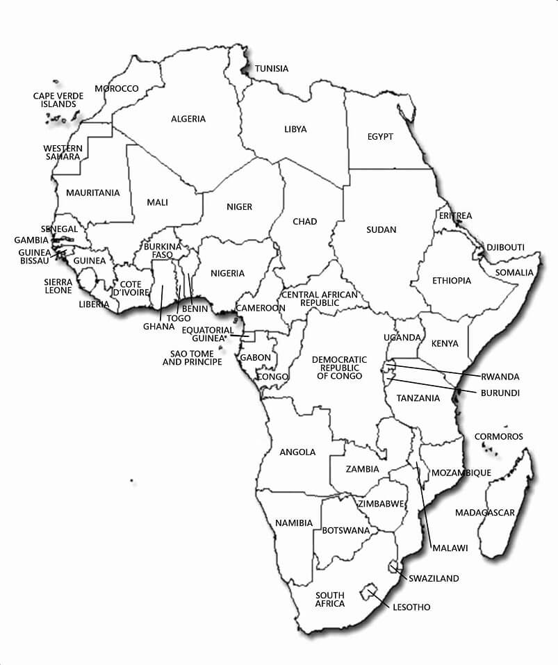 Dibujo de Mapa de África para Colorear