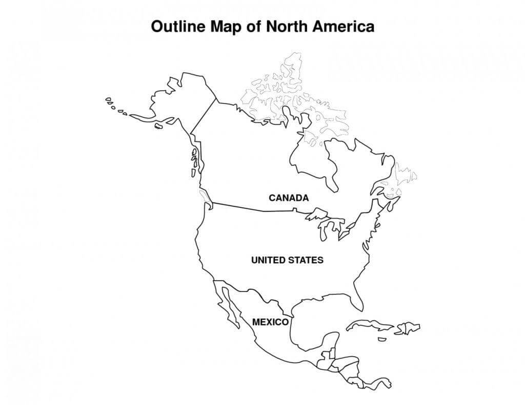 Dibujo de Mapa de América del Norte para Colorear