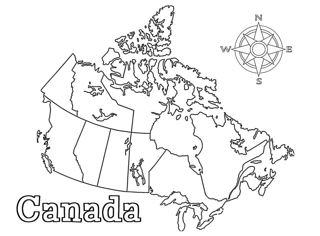 Dibujo de Mapa de Canadá para Colorear