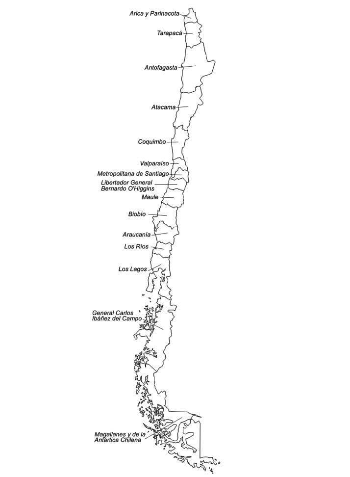 Dibujo de Mapa de Chile para Colorear