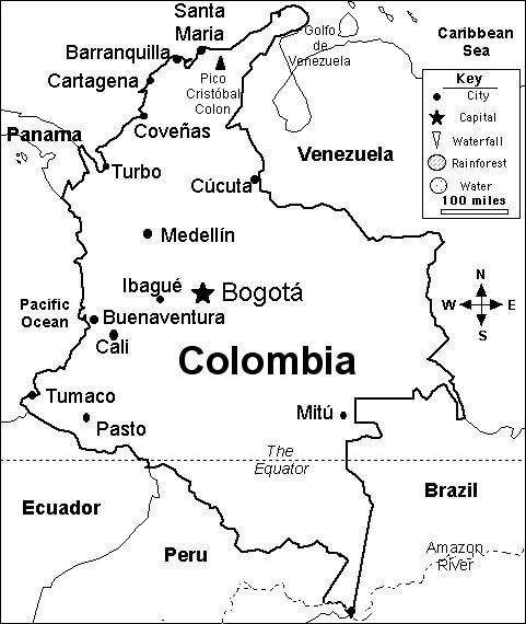 Dibujo de Mapa de Colombia para Colorear