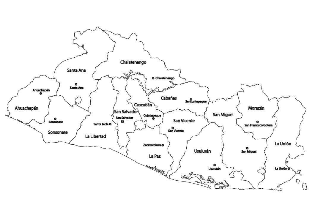Dibujo de Mapa de el Salvador para Colorear