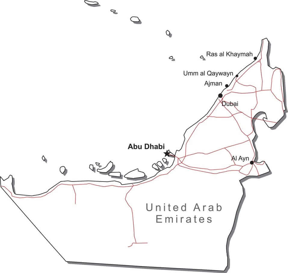 Dibujo de Mapa de Emiratos árabes Unidos para Colorear